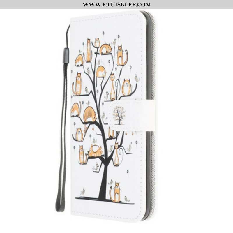 Etui Folio do Samsung Galaxy M12 / A12 z Łańcuch Funky Koty Z Paskiem